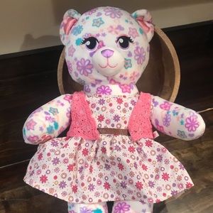 Build A Bear Pink White Star Snowflake Female Bear W/ Dress Plush Stuffed Animal